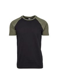 Urban Classics - T-shirt Męski Kontrastowa Raglanowa. Kolor: wielokolorowy, czarny, zielony. Długość rękawa: raglanowy rękaw