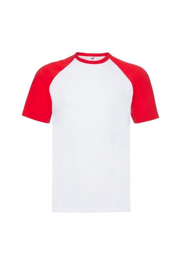 FRUIT OF THE LOOM - Męska Koszulka Baseballowa Valueweight. Kolor: biały, czerwony, wielokolorowy