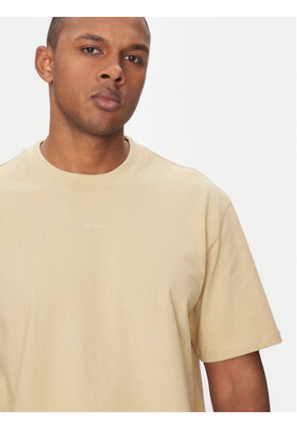Hugo - HUGO T-Shirt Dapolino 50488330 Beżowy Relaxed Fit. Kolor: beżowy. Materiał: bawełna