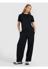 4f - 4F T-shirt z prążkowanej dzianiny z modalem damski - czarny XS. Okazja: na co dzień. Kolor: czarny. Materiał: prążkowany, dzianina. Styl: casual, klasyczny #2