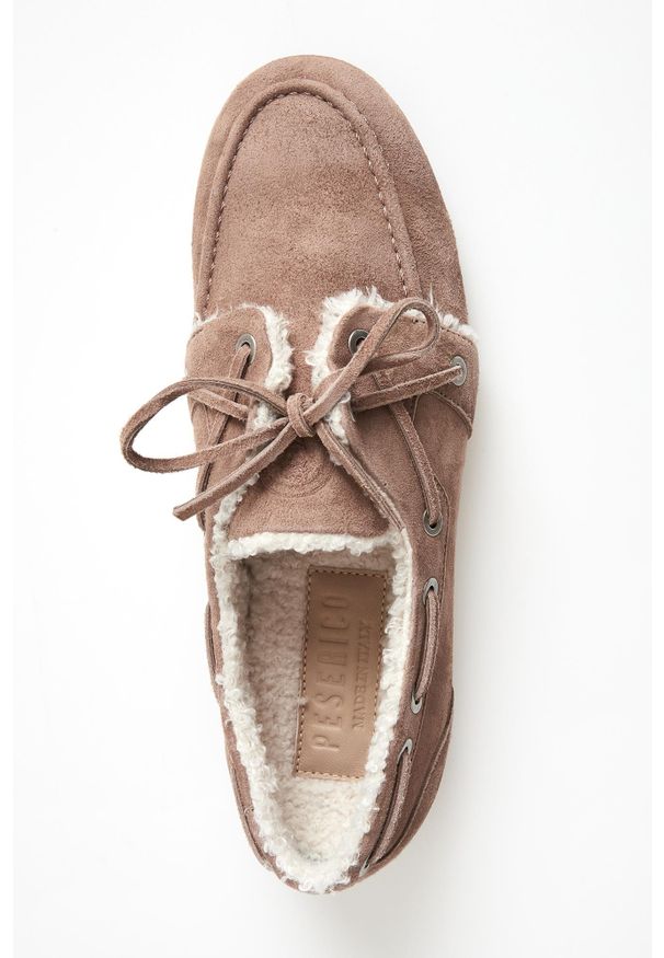 Loafersy damskie zamszowe z futerkiem PESERICO. Materiał: futro, zamsz