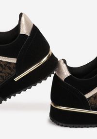 Renee - Czarne Sneakersy Rekke. Kolor: czarny. Materiał: skóra, jeans, lakier, materiał. Szerokość cholewki: normalna