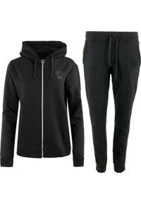 ZUMBA WEAR - Czarny Zestaw Sportowy Athleisure dla Kobiet Susy. Kolor: czarny. Materiał: poliester, bawełna. Wzór: nadruk. Sport: turystyka piesza