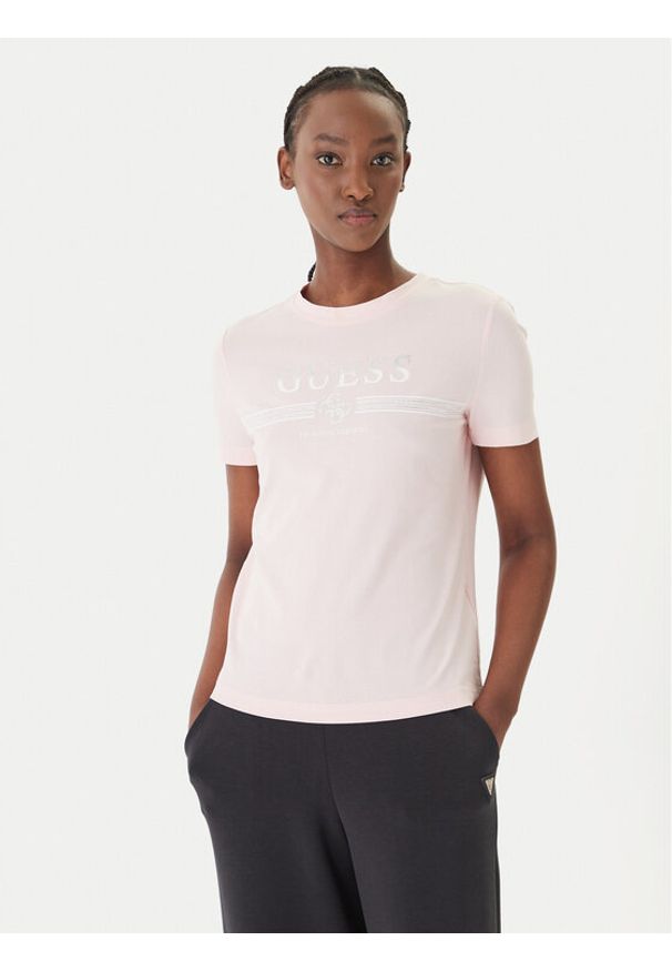 Guess T-Shirt V6GI07 K2968 Różowy Regular Fit. Kolor: różowy. Materiał: bawełna