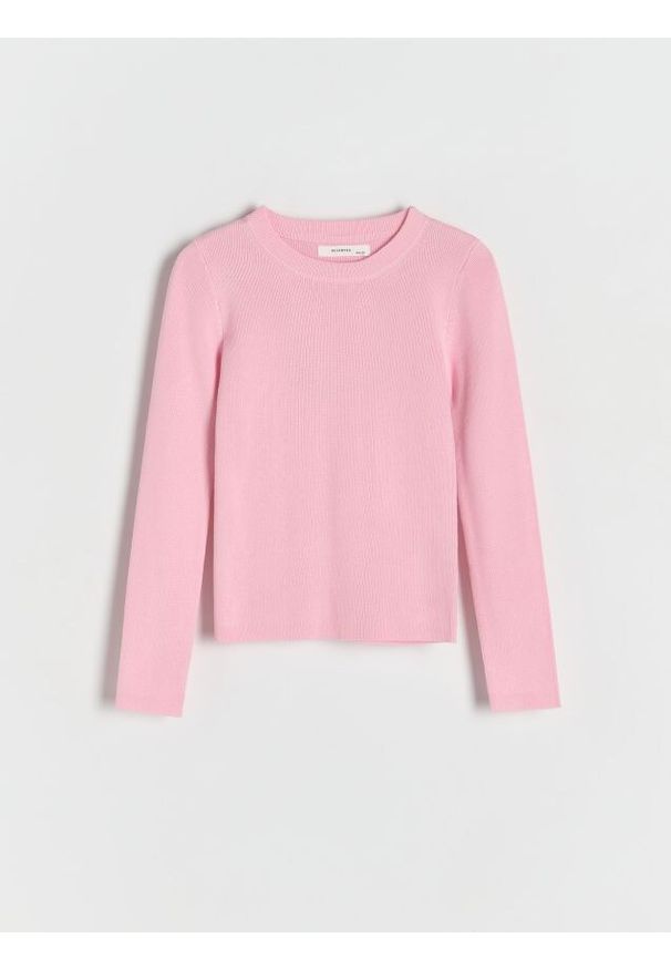 Reserved - Sweter z wiskozą - różowy. Kolor: różowy. Materiał: wiskoza
