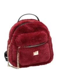 Nobo - Plecak damski futrzany torebka 2w1 NOBO bordowy. Kolor: czerwony. Materiał: materiał #1