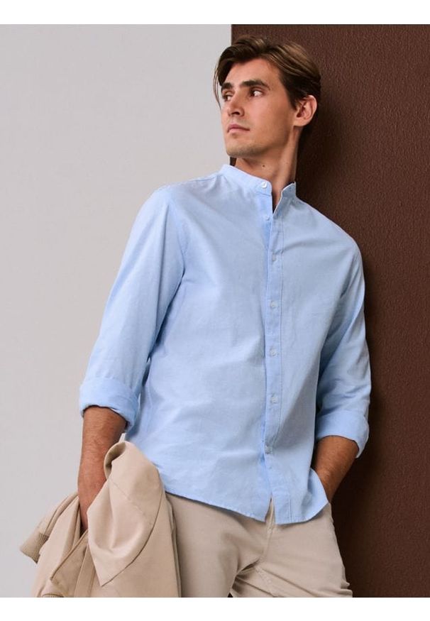 Sinsay - Bawełniana koszula - błękitny. Kolor: niebieski. Materiał: bawełna
