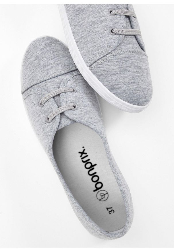 bonprix - Baleriny z ozdobnym sznurowaniem. Kolor: szary