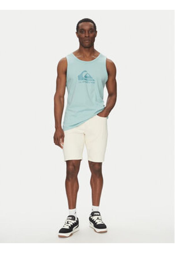 Quiksilver Tank top EQYZT08041 Turkusowy Regular Fit. Kolor: turkusowy. Materiał: bawełna