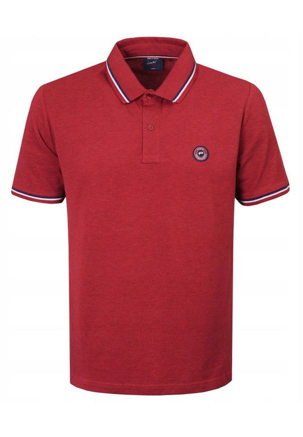 Męska, Bawełniana Koszulka Polo - Pako Jeans - Czerwona. Okazja: na co dzień. Typ kołnierza: polo. Kolor: czerwony. Materiał: bawełna. Styl: casual