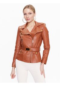 Elisabetta Franchi Kurtka skórzana GD-26Z-31E2-V950 Brązowy Regular Fit. Kolor: brązowy. Materiał: skóra