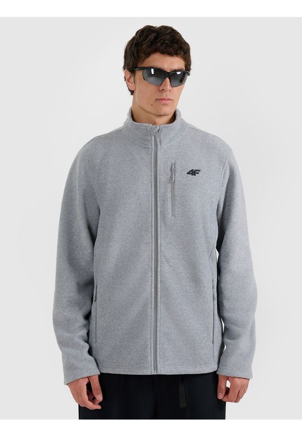 4f - 4F Polar regular ze stójką męski - szary S. Typ kołnierza: kołnierzyk stójkowy. Kolor: szary. Materiał: polar