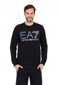 EA7 Emporio Armani - EA7 Czarna bluza męska z niebieskim logo. Kolor: czarny #6