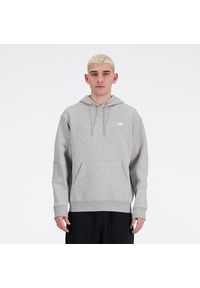 Bluza męska New Balance MT41508AG – szara. Kolor: szary. Materiał: poliester, bawełna, dresówka, tkanina. Wzór: aplikacja #1