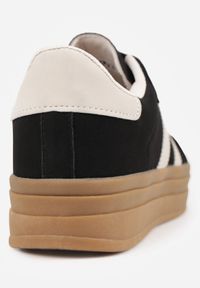 Born2be - Czarne Sneakersy Typu Kultowe Tenisówki na Grubej Podeszwie Nalorela. Okazja: na co dzień. Kolor: czarny. Materiał: jeans. Szerokość cholewki: normalna. Sport: fitness #9