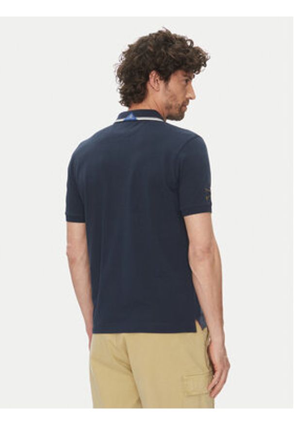 La Martina Polo Achille MAPG30 PK097 Granatowy Regular Fit. Typ kołnierza: polo. Kolor: niebieski. Materiał: bawełna