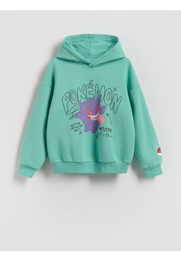 Reserved - Bluza Pokémon - miętowy. Kolor: miętowy. Materiał: dzianina, bawełna
