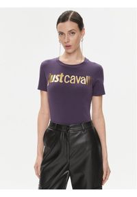 Just Cavalli T-Shirt 75PAHT00 Fioletowy Regular Fit. Kolor: fioletowy. Materiał: bawełna #1