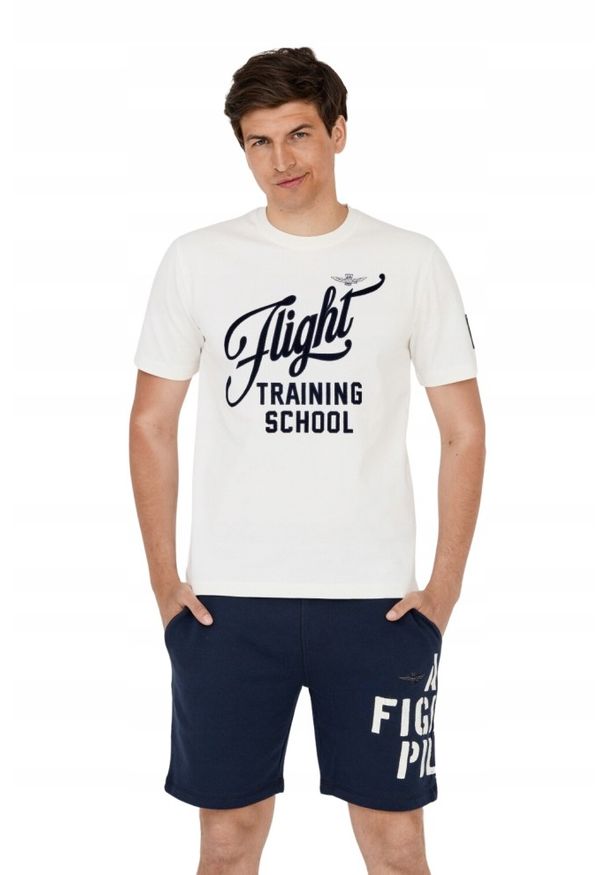 Aeronautica Militare - AERONAUTICA MILITARE Biały bawełniany t-shirt męski, Rozmiar M. Kolor: biały. Materiał: bawełna. Długość rękawa: krótki rękaw. Długość: krótkie