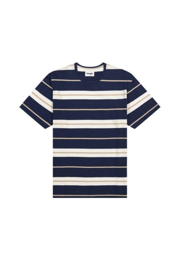 Wrangler - MESKA KOSZULKA WRANGLER STRIPE TEE BLACK IRIS 112362724