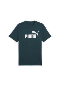 Puma - Męska koszulka ESS z logo No. 1 PUMA Green Terrain. Kolor: zielony. Materiał: guma. Wzór: nadruk. Sport: bieganie, fitness