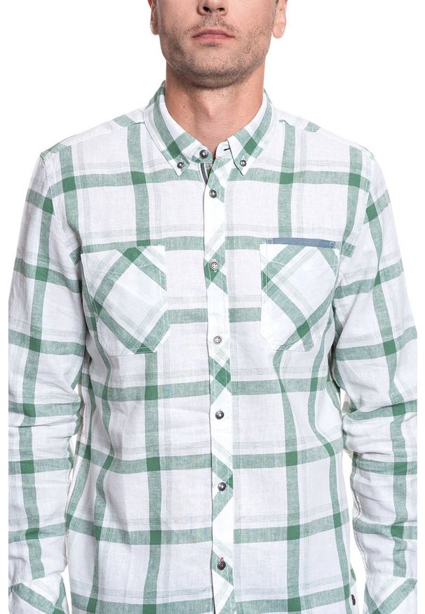 Mustang - MĘSKA KOSZULA MATERIAŁOWA MUSTANG CLEMENS LINEN CHECK 1009584 11749. Materiał: materiał