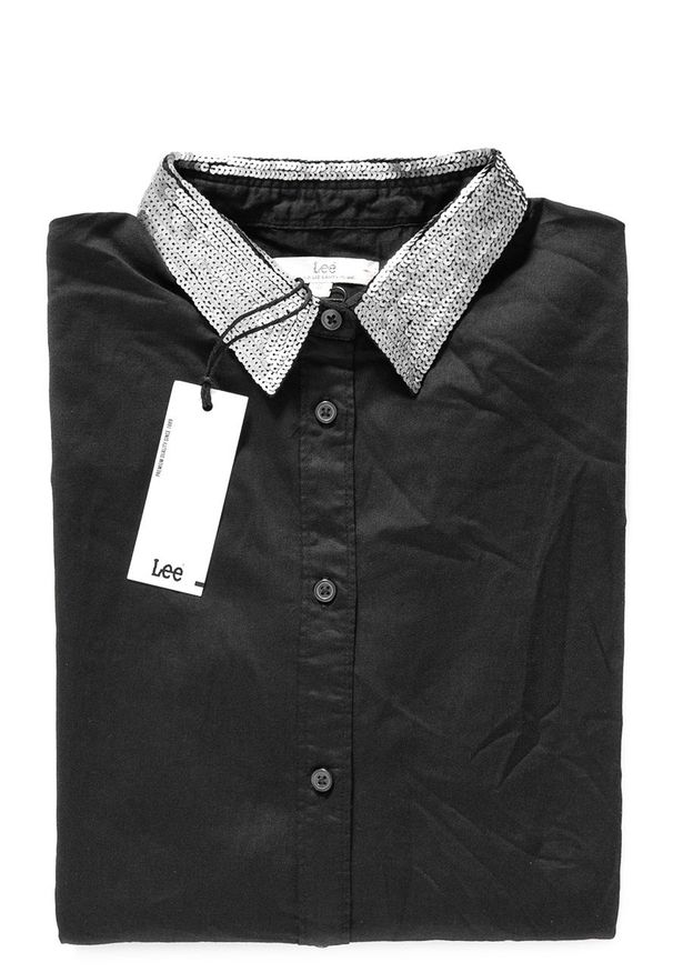 Lee - KOSZULA DAMSKA LEE PLAIN SHIRT WITH SEQ L48GBT02. Wzór: aplikacja