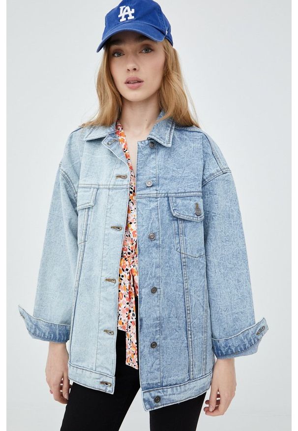 Brave Soul kurtka jeansowa damska przejściowa oversize. Kolor: niebieski. Materiał: jeans