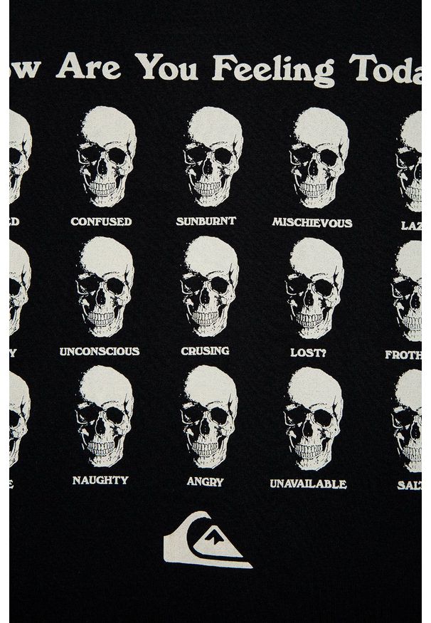 Quiksilver t-shirt bawełniany dziecięcy kolor czarny z nadrukiem. Okazja: na co dzień. Kolor: czarny. Materiał: bawełna. Wzór: nadruk. Styl: casual