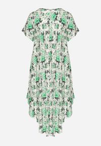 Born2be - Zielona Sukienka Bawełniana z Asymetrycznym Dołem w Kwiatki Nativienne. Kolor: zielony. Materiał: bawełna. Długość rękawa: krótki rękaw. Wzór: kwiaty. Sezon: lato. Typ sukienki: asymetryczne. Styl: elegancki #3