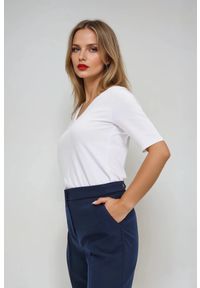 MOODO - Bawełniana bluzka biała. Kolor: biały. Materiał: bawełna