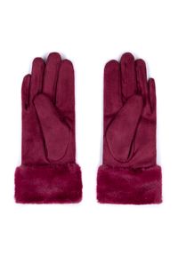 Wittchen - Damskie rękawiczki ze sztucznym futerkiem bordowe. Kolor: czerwony. Materiał: poliester #4