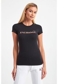 Armani Exchange - T-SHIRT ARMANI EXCHANGE. Materiał: bawełna, tkanina. Długość rękawa: krótki rękaw. Długość: krótkie. Wzór: aplikacja, nadruk