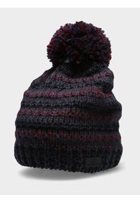 4f - Czapka zimowa z opaską polarową męska. Kolor: czerwony. Materiał: polar. Sezon: zima #1