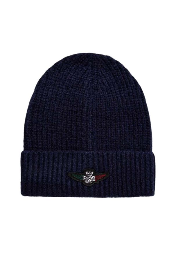 Aeronautica Militare - AERONAUTICA MILITARE Granatowa męska czapka Tricolor Eagle Beanie. Kolor: niebieski