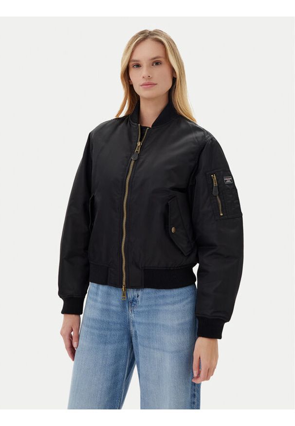 Guess Jeans Kurtka bomber W5RL81 WHAA2 Czarny Regular Fit. Kolor: czarny. Materiał: syntetyk