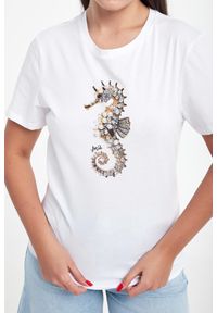 Liu Jo - T-shirt damski z nadrukiem i cyrkoniami LIU JO. Wzór: nadruk #5