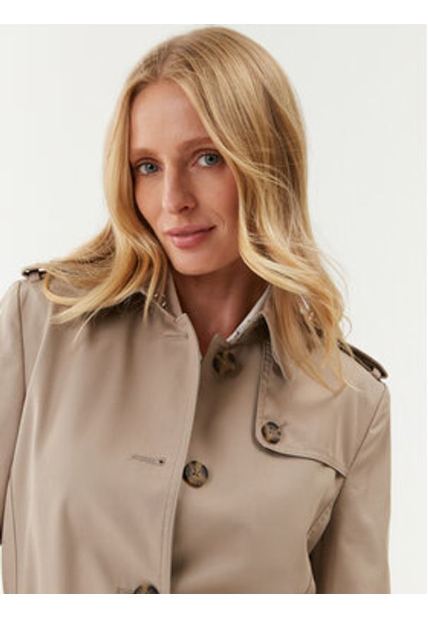 TOMMY HILFIGER - Tommy Hilfiger Trencz Heritage Single WW0WW24966 Beżowy Regular Fit. Kolor: beżowy. Materiał: bawełna