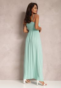 Renee - Miętowa Sukienka Sterinig. Kolor: miętowy. Materiał: bawełna. Długość rękawa: na ramiączkach. Typ sukienki: kopertowe. Długość: maxi #3
