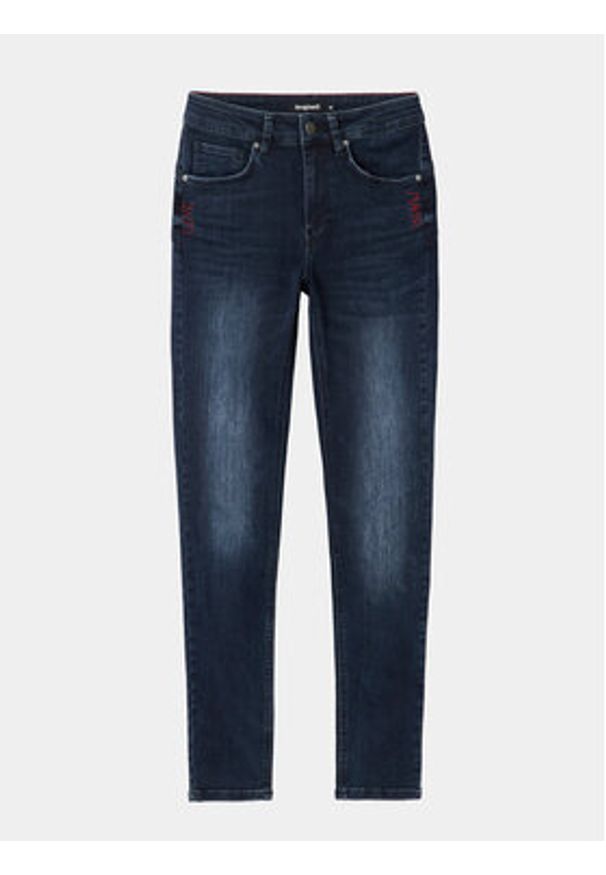 Desigual Jeansy 23WWDD10 Granatowy Slim Fit. Kolor: niebieski