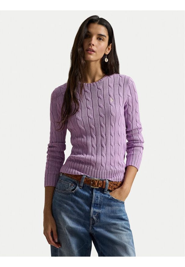 Polo Ralph Lauren Sweter 211971869505 Fioletowy Slim Fit. Typ kołnierza: polo. Kolor: fioletowy. Materiał: bawełna