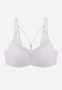 Renee - Biały Biustonosz z Siateczkową Wstawką i Ozdobnymi Paskami przy Dekolcie Sabesa. Kolor: biały #1