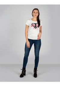 Liu Jo - Liu-Jo T-Shirt | TF1219 J5972 | Kobieta | Beżowy. Kolor: beżowy. Materiał: elastan, bawełna. Wzór: aplikacja, nadruk