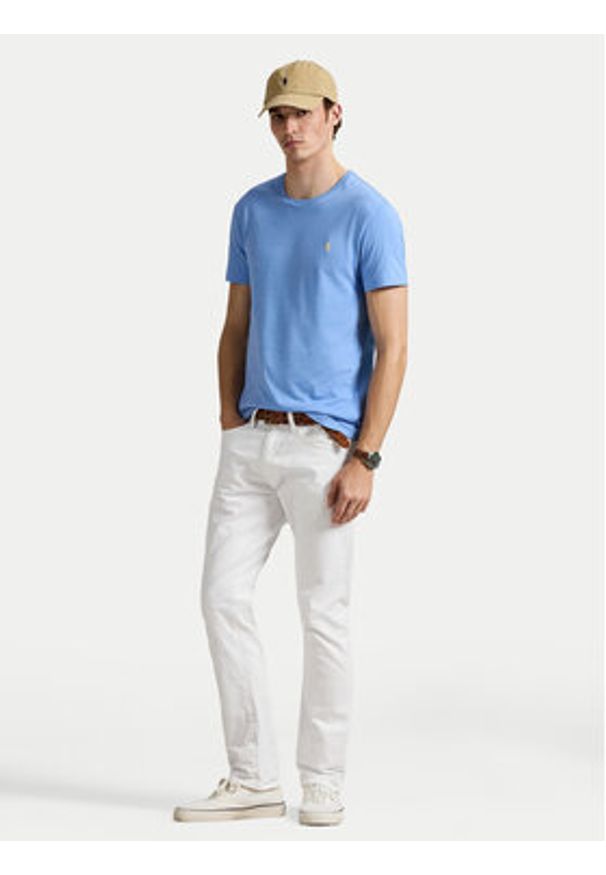 Polo Ralph Lauren T-Shirt 710671438454 Błękitny Custom Slim Fit. Typ kołnierza: polo. Kolor: niebieski. Materiał: bawełna