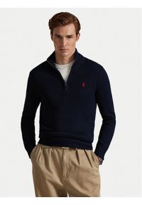 Polo Ralph Lauren Sweter 710859939002 Granatowy Regular Fit. Typ kołnierza: polo. Kolor: niebieski. Materiał: bawełna