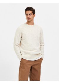 Selected Homme Sweter Rai 16086699 Beżowy Regular Fit. Kolor: beżowy. Materiał: syntetyk