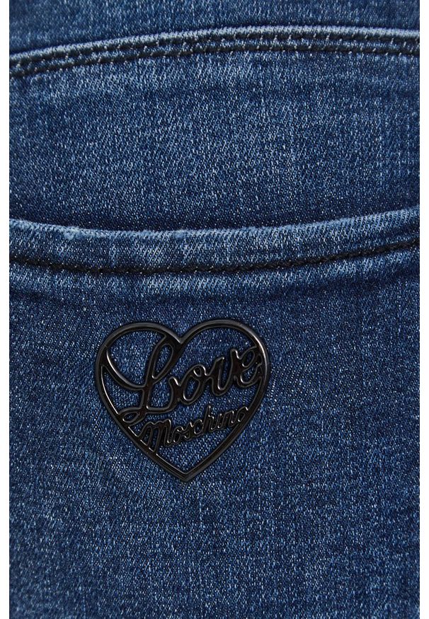 Love Moschino Jeansy damskie medium waist. Kolor: niebieski
