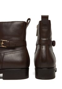 TOMMY HILFIGER - Tommy Hilfiger Botki Th Buckle Riding Leather Bootie FW0FW08781 Brązowy. Kolor: brązowy. Materiał: skóra #2