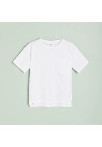 Reserved - T-shirt ze strukturalnej dzianiny - Biały. Kolor: biały. Materiał: dzianina #1