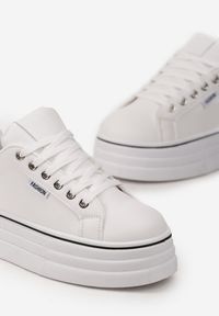 Born2be - Białe Sneakersy na Platformie Pallia. Kolor: biały. Obcas: na platformie #3